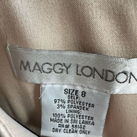 🦋. EUC MAGGY LONDON Women’s sheath midi banded black/ champagne gold, size 8 - Picture 11 of 13